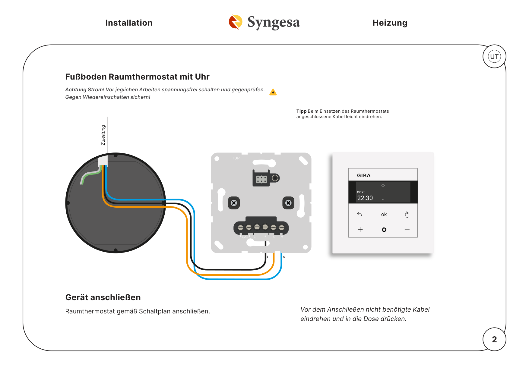 Fußboden Raumthermostat mit Uhr – 2